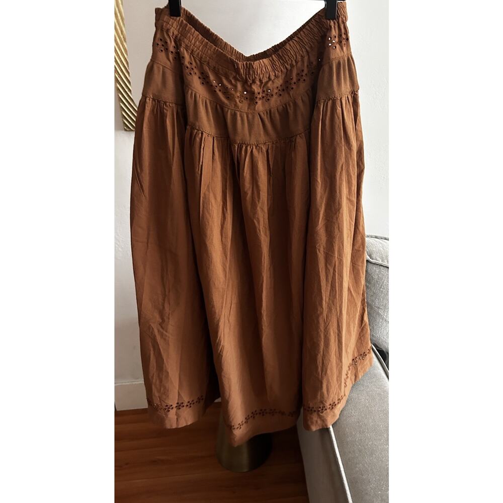 Free People Tan-Brown Tiered Midi Skirt - Picture 4 of 11